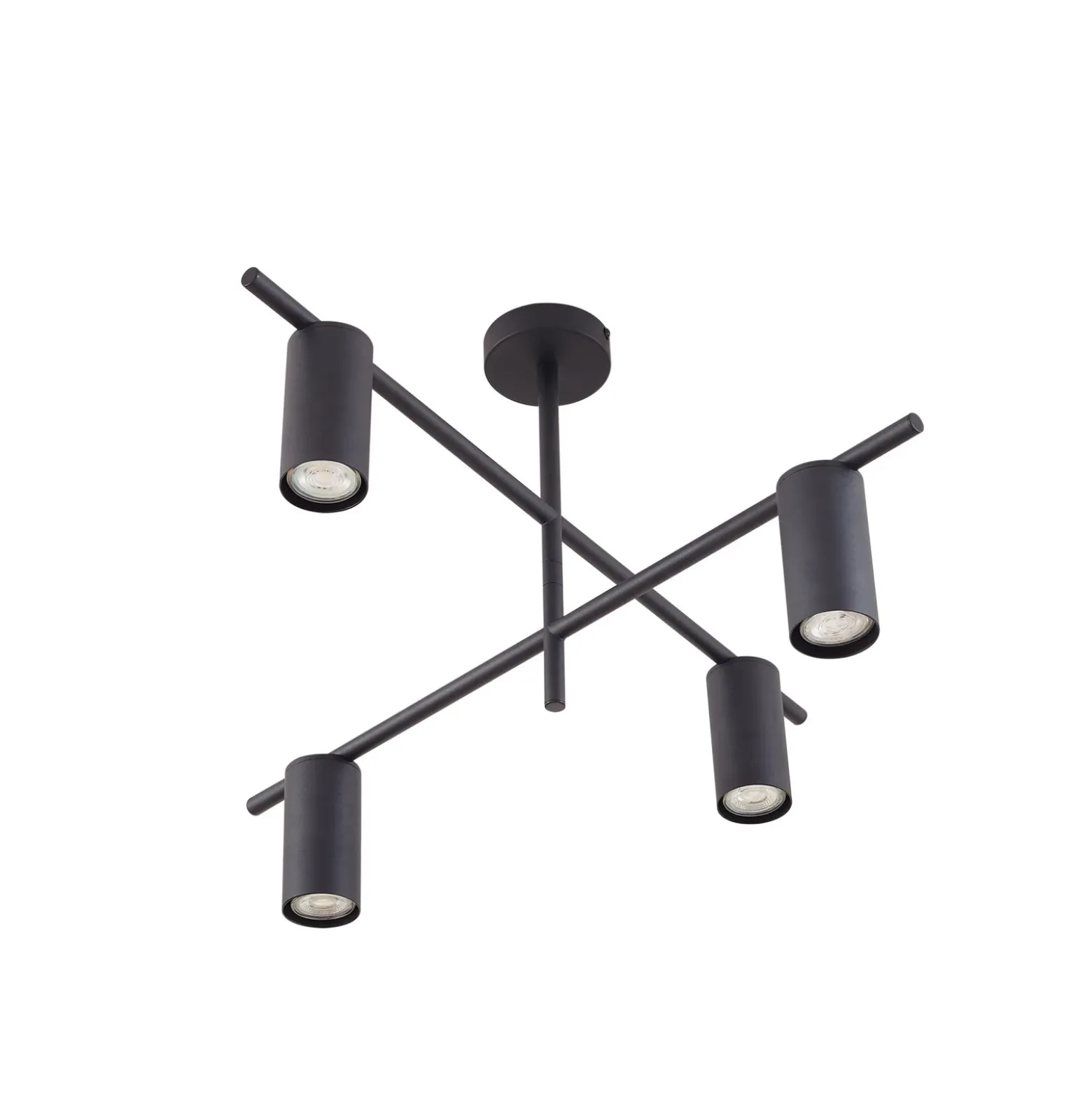 Plafón Lindby Marilou, negro arena, 4 luces, Ø 70cm