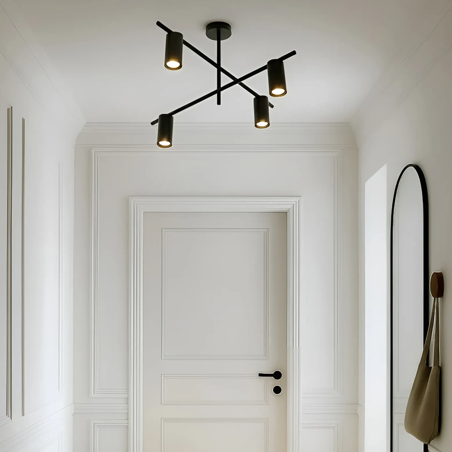 Plafón Lindby Marilou, negro arena, 4 luces, Ø 70cm