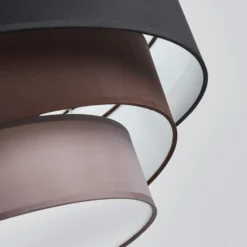 Plafón Lindby Melia, negro/marrón, tejido, Ø 56 cm
