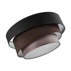 Plafón Lindby Melia, negro/marrón, tejido, Ø 56 cm