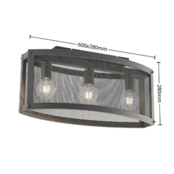 Plafón Lindby Mizgin con rejilla de 3 luces
