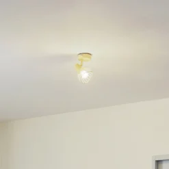 Plafón Lindby Piena, beige, 1 luz, metal, Ø 93.cm