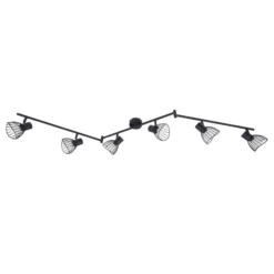 Plafón Lindby Piena, negro, 6 luces, metal, 150 cm