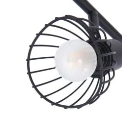 Plafón Lindby Piena, negro, 6 luces, metal, 150 cm