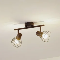 Plafón Lindby Piena, negro, 2 luces, metal, 39 cm