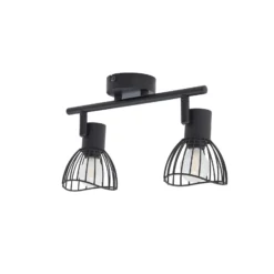 Plafón Lindby Piena, negro, 2 luces, metal, 39 cm
