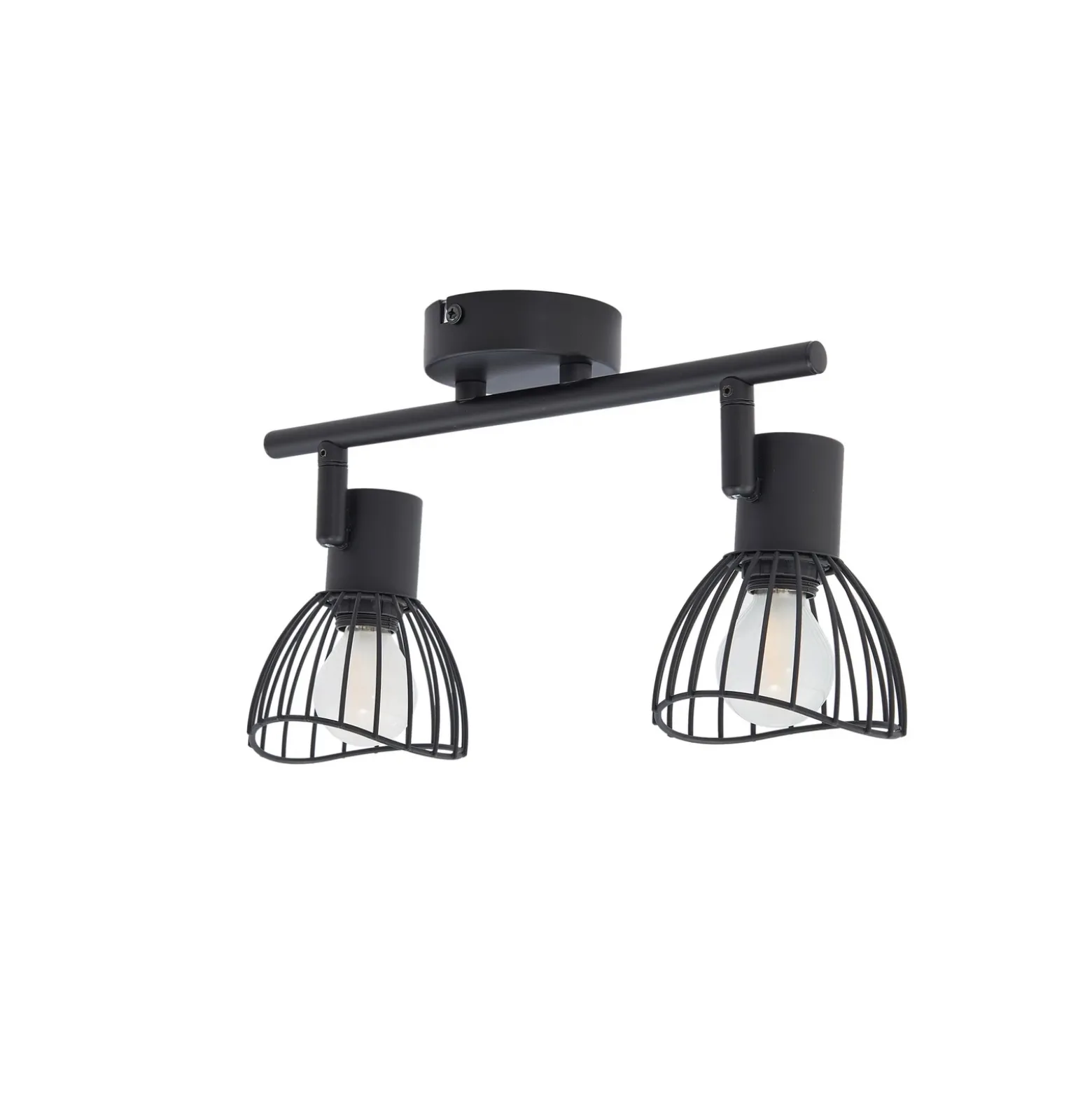 Plafón Lindby Piena, negro, 2 luces, metal, 39 cm