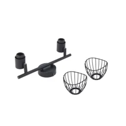 Plafón Lindby Piena, negro, 2 luces, metal, 39 cm