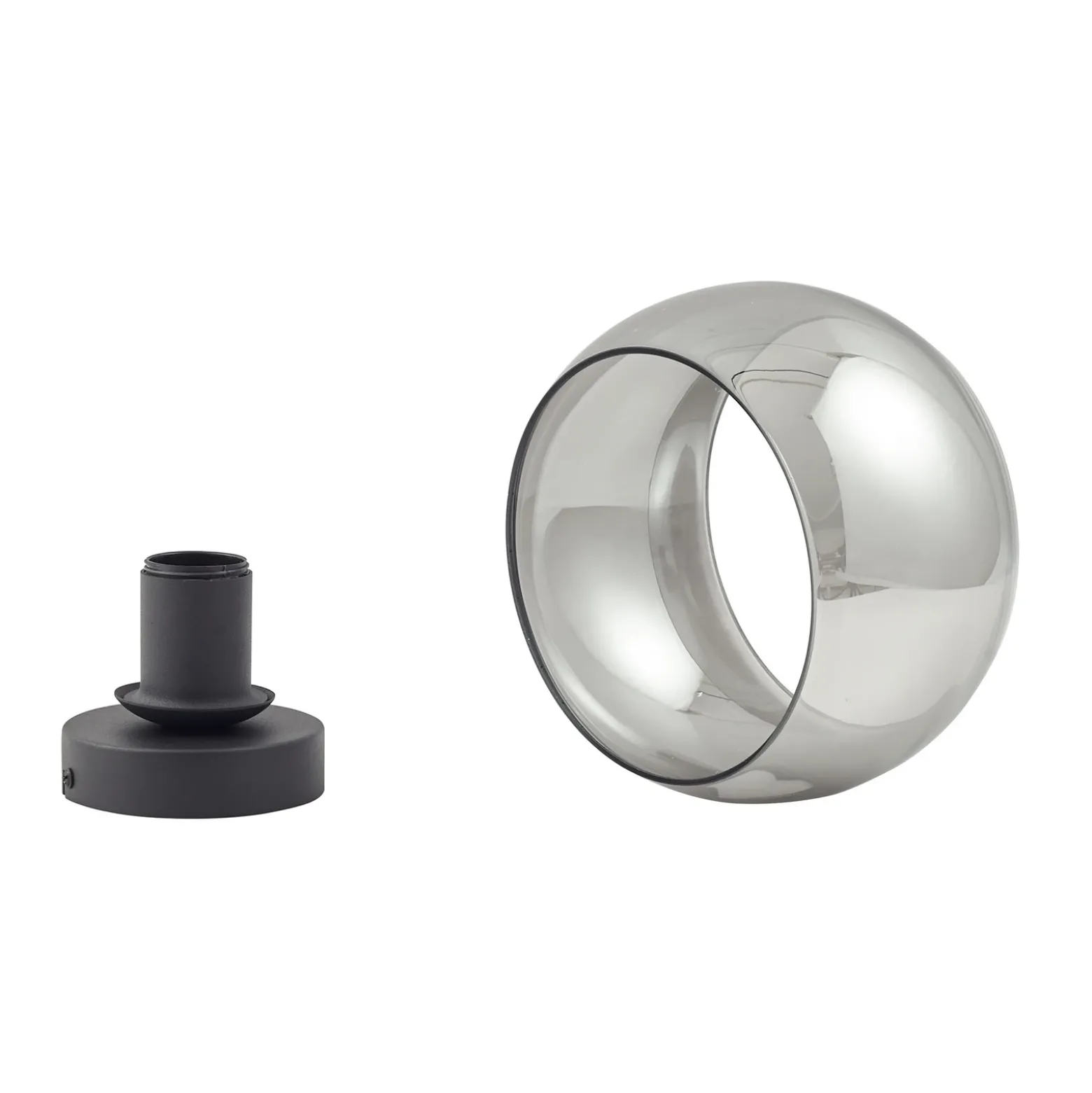 Plafón Lindby Roton, gris/negro, cristal, Ø 20 cm