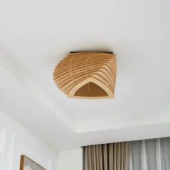 Plafón Lindby Sanza, 50 cm, madera, curvado