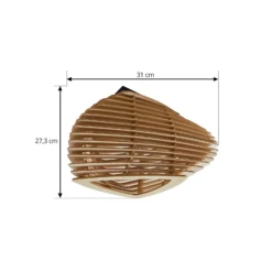 Plafón Lindby Sanza, 50 cm, madera, curvado
