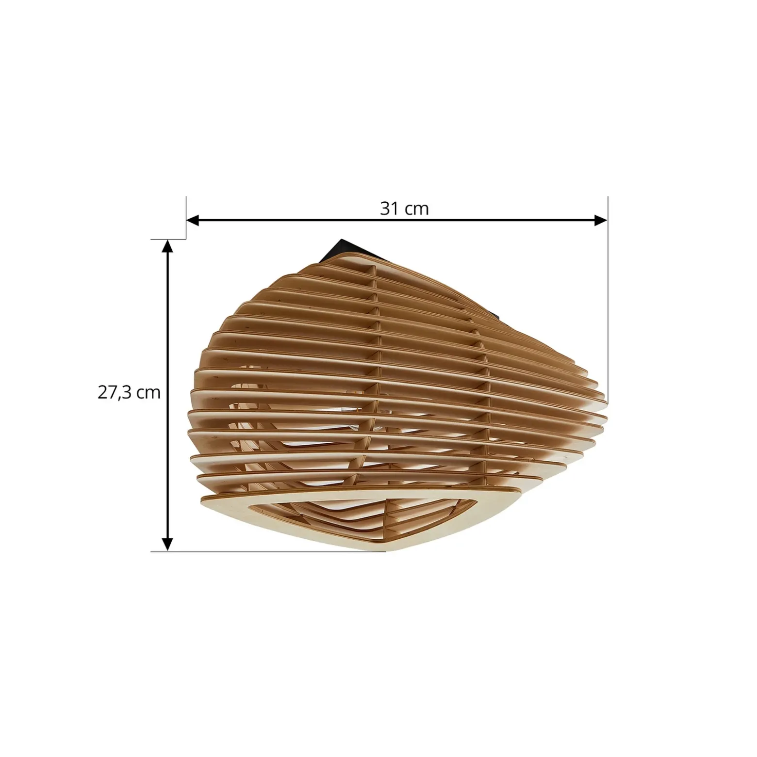 Plafón Lindby Sanza, 50 cm, madera, curvado