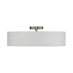 Plafón Lindby Sebatin, Ø 50 cm, blanco crema, tela, E27