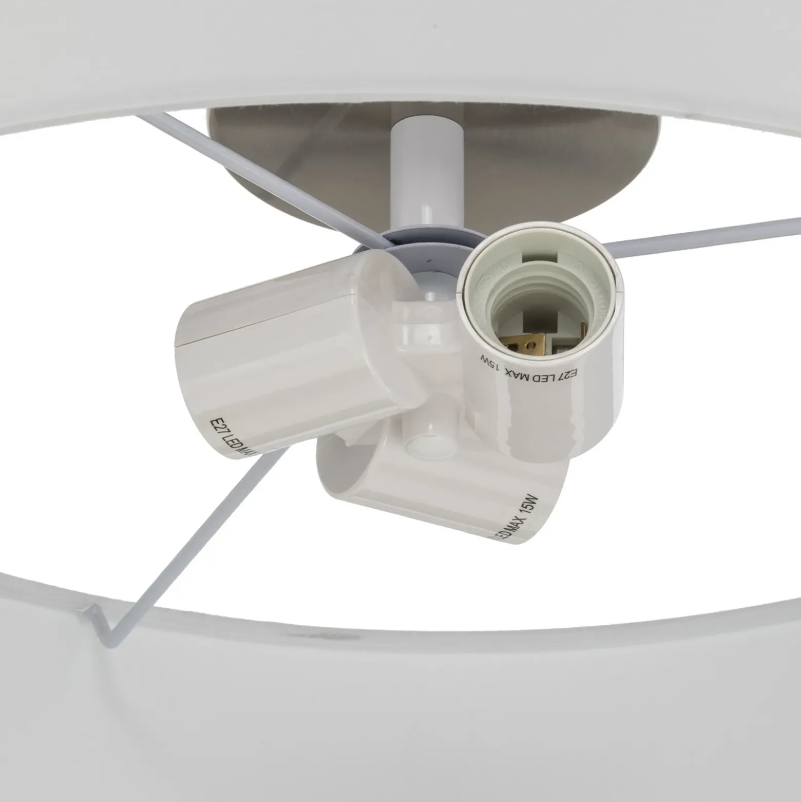 Plafón Lindby Sebatin, Ø 50 cm, blanco crema, tela, E27