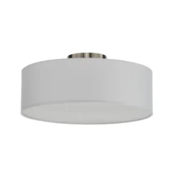Plafón Lindby Sebatin, Ø 40 cm, blanco, de tela, E27