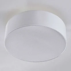 Plafón Lindby Sebatin, Ø 40 cm, blanco, de tela, E27