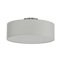 Plafón Lindby Sebatin, Ø 40 cm, color crema, tela, casquillo E27