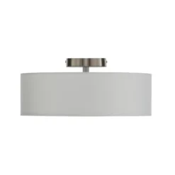 Plafón Lindby Sebatin, Ø 40 cm, color crema, tela, casquillo E27