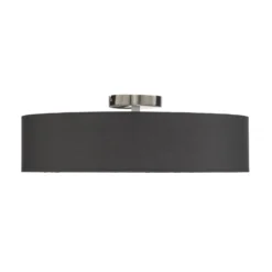 Plafón Lindby Sebatin, Ø 50 cm, gris, tela, E27