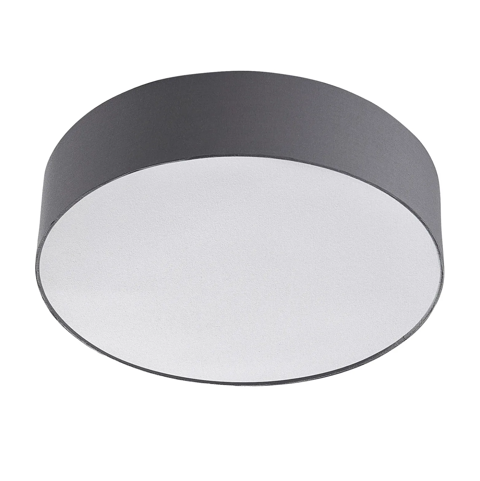 Plafón Lindby Sebatin, Ø 50 cm, gris, tela, E27
