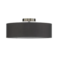 Plafón Lindby Sebatin, Ø 40 cm, gris, tela, E27