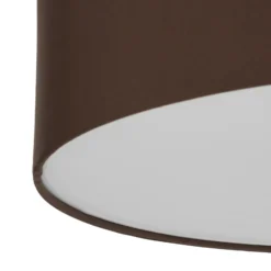 Plafón Lindby Sebatin, Ø 50 cm, marrón claro, tela, E27