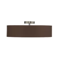 Plafón Lindby Sebatin, Ø 50 cm, marrón claro, tela, E27
