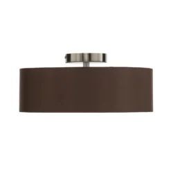 Plafón Lindby Sebatin, Ø 40 cm, marrón claro, tela, E27
