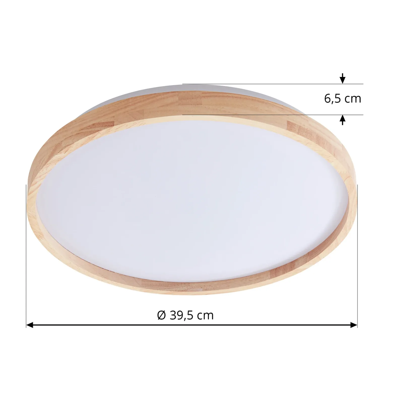 Plafón Lindby Smart LED Mirren madera Ø39,5cm CCT Tuya