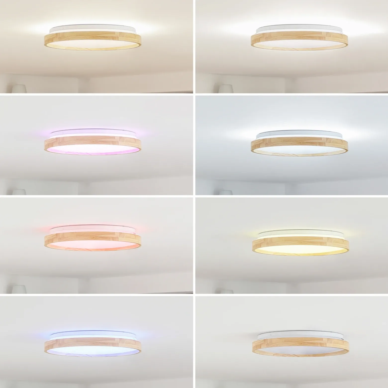 Plafón Lindby Smart LED Mirren madera Ø39,5cm CCT Tuya