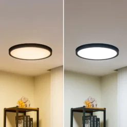 Plafón Lindby Smart LED Pravin, Ø 50 cm, CCT, negro