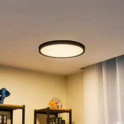 Plafón Lindby Smart LED Pravin, Ø 50 cm, CCT, negro