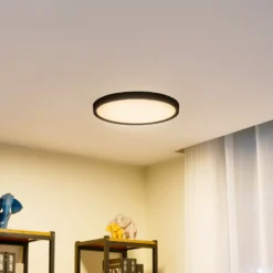 Plafón Lindby Smart LED Pravin, Ø 40 cm, CCT, negro