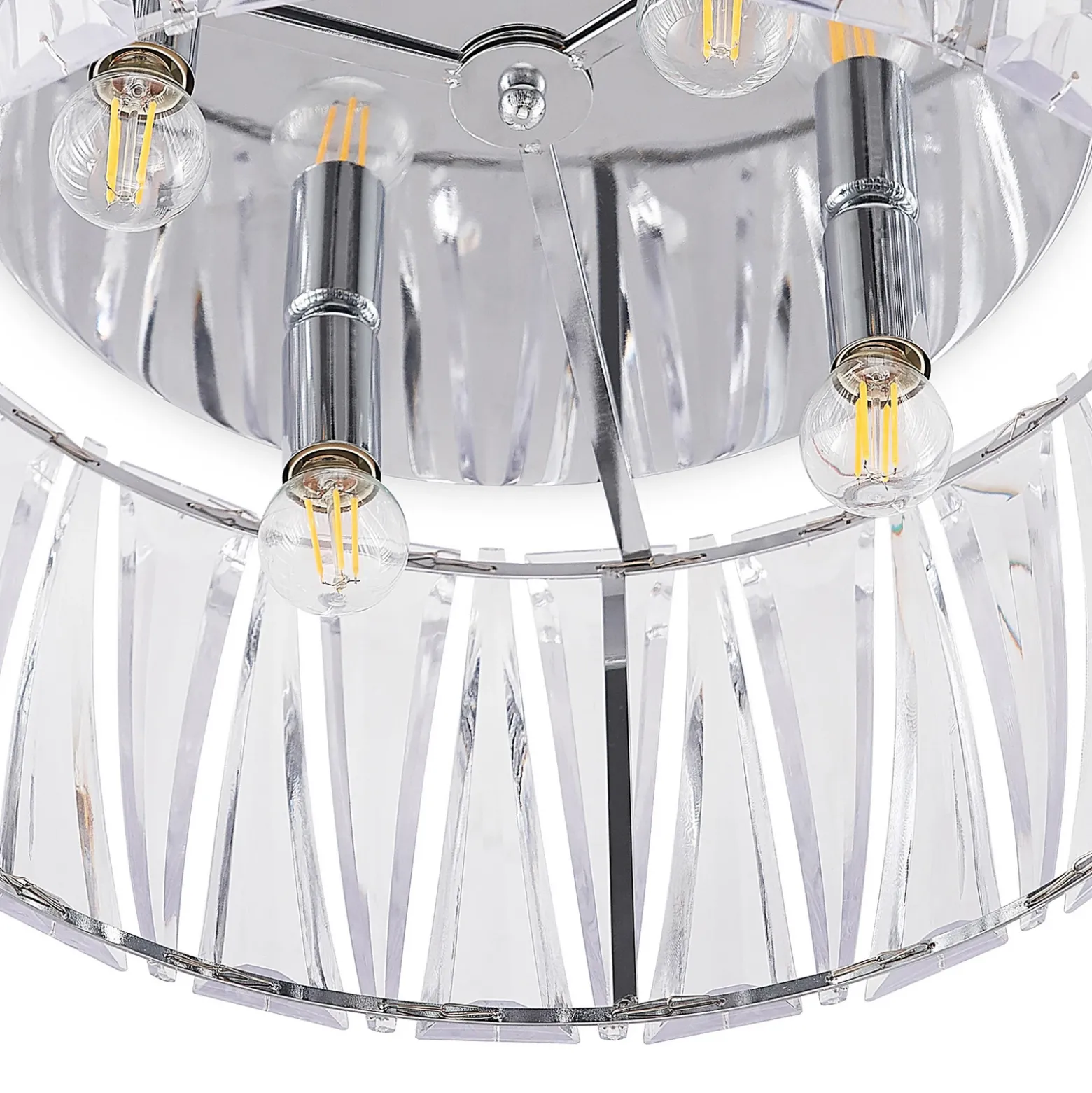 Plafón Lindby Sofia, transparente, acrílico, Ø 46cm