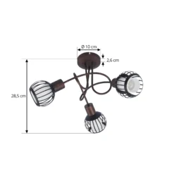 Plafón Lindby Solm, óxido, hierro, 3 luces