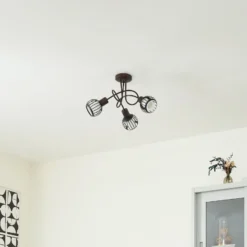 Plafón Lindby Solm, óxido, hierro, 3 luces