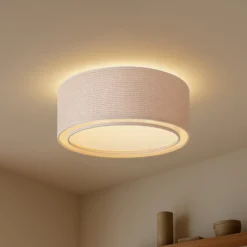 Plafón Lindby Soula, Ø 60 cm, beige, plástico, E27