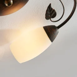 Plafón Lindby Stefania, 3 luces, Ø 46 cm, negro/oro