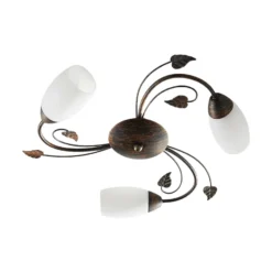 Plafón Lindby Stefania, 3 luces, Ø 46 cm, negro/oro