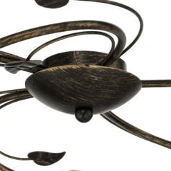 Plafón Lindby Stefania, 5 luces, negro/oro, Ø58cm