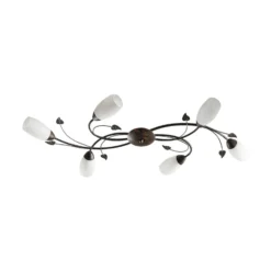 Plafón Lindby Stefania, 6 luces, negro/oro, 68cm