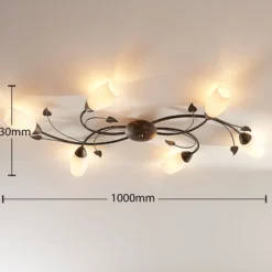 Plafón Lindby Stefania, 6 luces, negro/oro, 68cm
