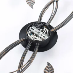 Plafón Lindby Stefania, 6 luces, negro/oro, 68cm