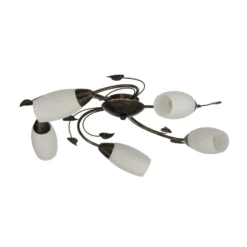 Plafón Lindby Stefania, 5 luces, negro/oro, Ø58cm