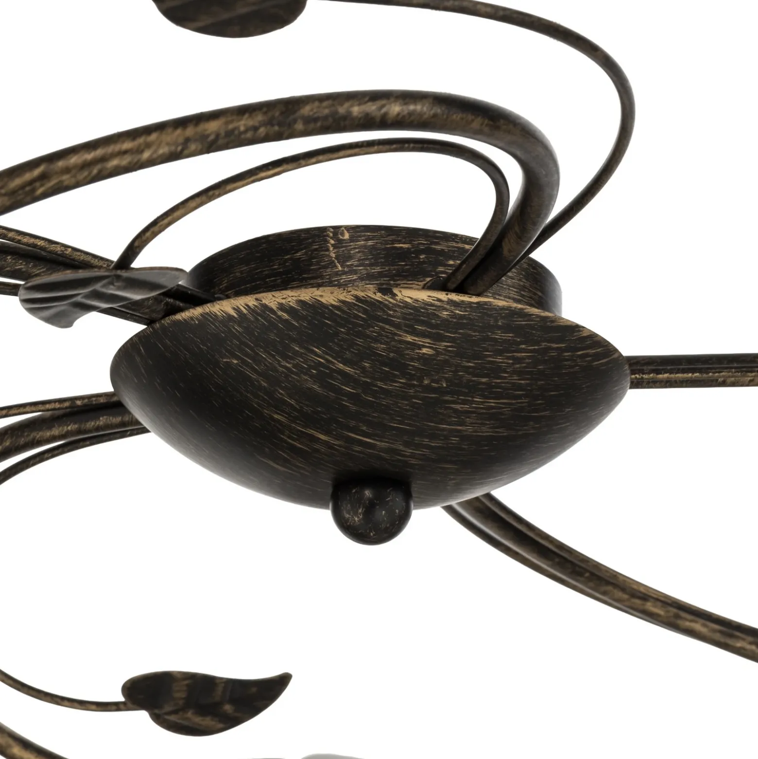 Plafón Lindby Stefania, 5 luces, negro/oro, Ø58cm