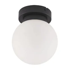 Plafón Lindby Tavino, pantalla esférica, negro