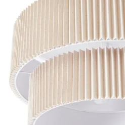 Plafón Lindby Tazia, Ø 50 cm, natural/blanco, lino