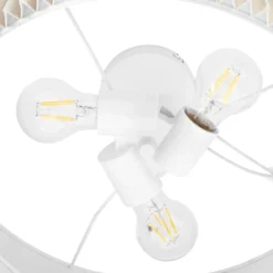 Plafón Lindby Tazia, Ø 50 cm, natural/blanco, lino