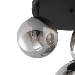 Plafón Lindby Teeja, ahumado, 3 luces, Ø47cm, cristal, E27