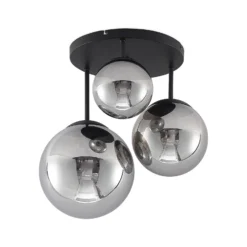 Plafón Lindby Teeja, ahumado, 3 luces, Ø47cm, cristal, E27